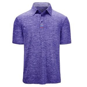 GEEK LIGHTING Polo Shirt Men Golf Collared Short Sleeve Heathered Purple XXL‎